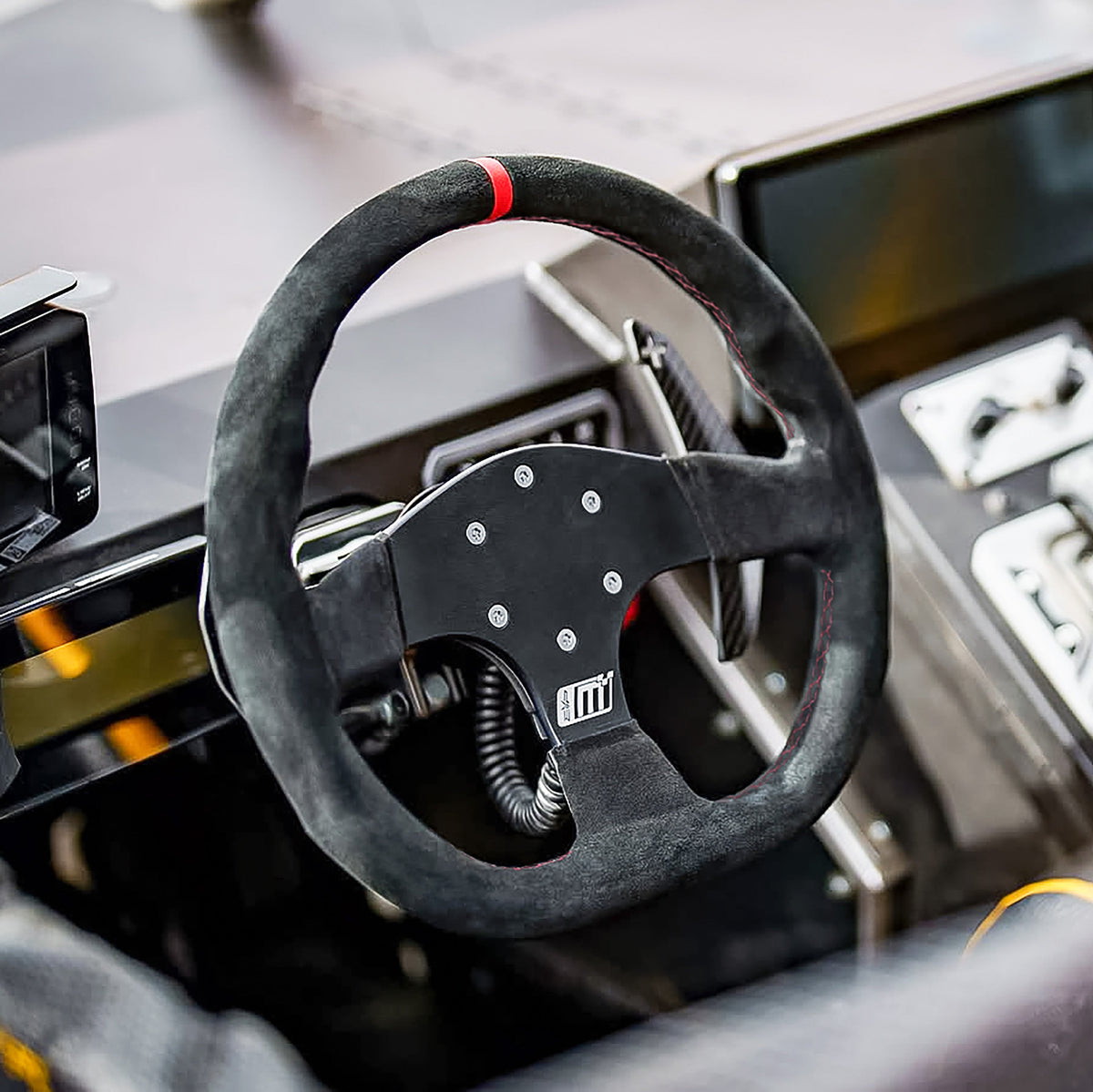 Evolution Powersports - Body Accessories - EVP.MOde Race Steering Wheel with Carbon Fiber Paddles and Quick-Release Hub Adapter Kit for Can-Am Maverick R