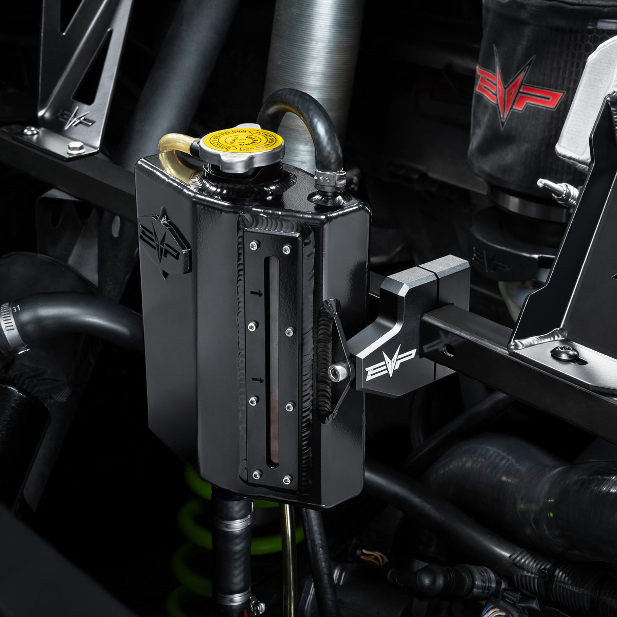 Evolution Powersports - Engine & Transmission - EVP High-Volume Aluminum Coolant Reservoir Relocation Brackets for Can-Am Maverick X3